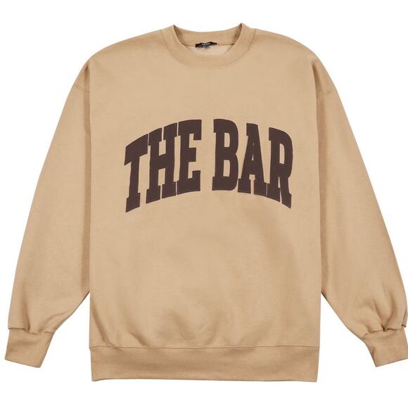The Bar Tops - The Bar Varsity Crew Sweatshirt Chocolate Chip Brown Logo Size Large SOLD OUT